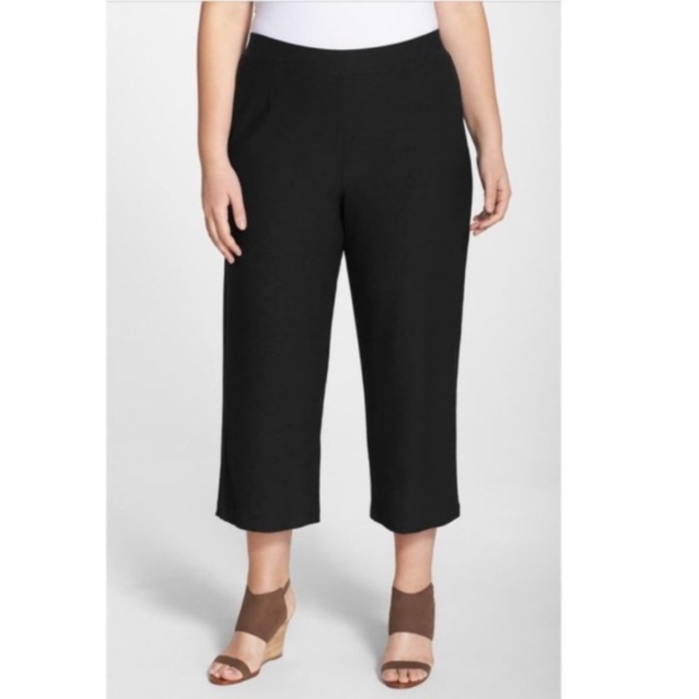 Eileen Fisher Lg Wide Leg Stretch Crepe Crop Pants